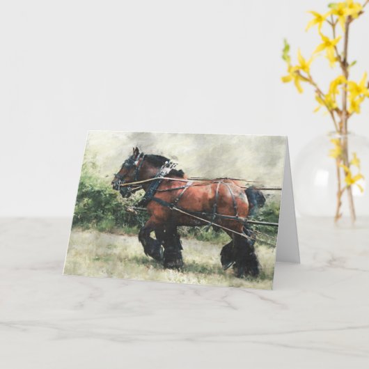 馬荷車を引くの誕生日 カード (黄色い花)