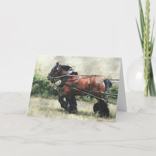 馬荷車を引くの誕生日 カード (正面)