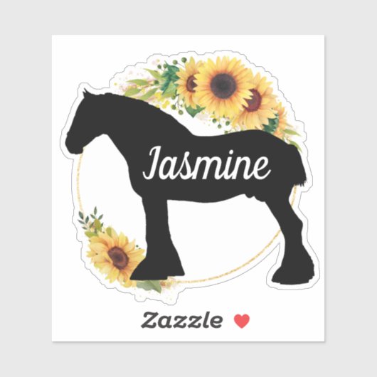 馬荷車を引く名前をカスタムするフローラひまわり シール (シート)