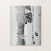 馬落ちた牧場の新雪 – 11x14インチ ジグソーパズル (縦)