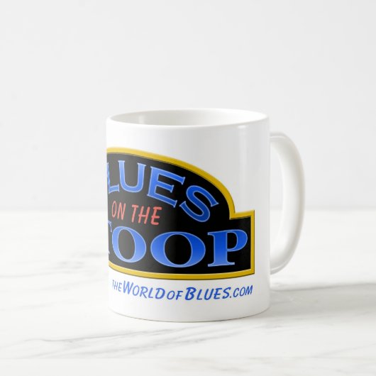 馬蝿の幼虫が付いているSTOOPのコーヒー・マグの青は署名します コーヒーマグカップ (正面右)