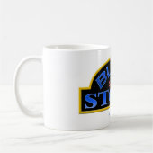 馬蝿の幼虫が付いているSTOOPのコーヒー・マグの青は署名します コーヒーマグカップ (左)