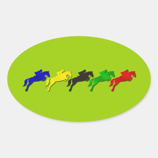 馬術とジャンプ馬を示す 楕円形シール (正面)