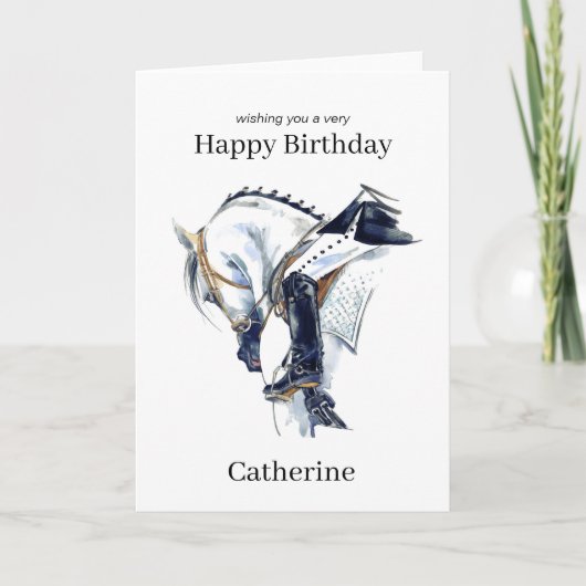 馬術のドレッサージュ　パーソナライズされた誕生日カード カード (正面)