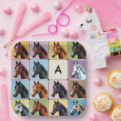 馬術をテーマにしたパーティーモノグラムの馬 ペーパープレート (パーティー)