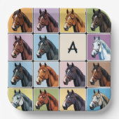 馬術をテーマにしたパーティーモノグラムの馬 ペーパープレート (正面)
