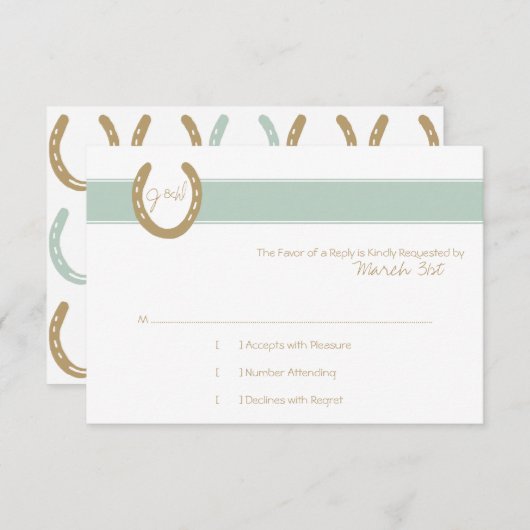 馬術をテーマにした乗馬靴RSVP 出欠カード (正面/裏面)