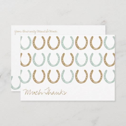 馬術をテーマにした馬の靴ありがとう サンキューカード (正面/裏面)