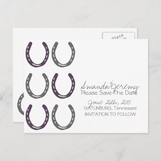 馬術をテーマにした馬靴が日付を保存 案内ポストカード (正面/裏面)