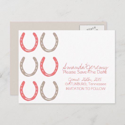 馬術をテーマにした馬靴のパターン日付を保存 案内ポストカード (正面/裏面)