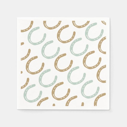 馬術をテーマにした馬靴パターン スタンダードカクテルナプキン (正面)