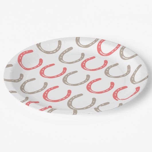 馬術をテーマにした馬靴パターン ペーパープレート (アングル)