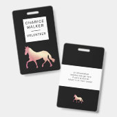 馬術イベントバラ金ゴールド馬モノグラム名 バッジ (正面&裏面)