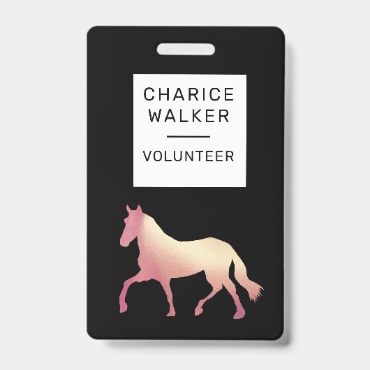 馬術イベントバラ金ゴールド馬モノグラム名 バッジ (正面)