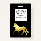 馬術イベント馬金ゴールドフォイルモノグラム名 バッジ (正面)