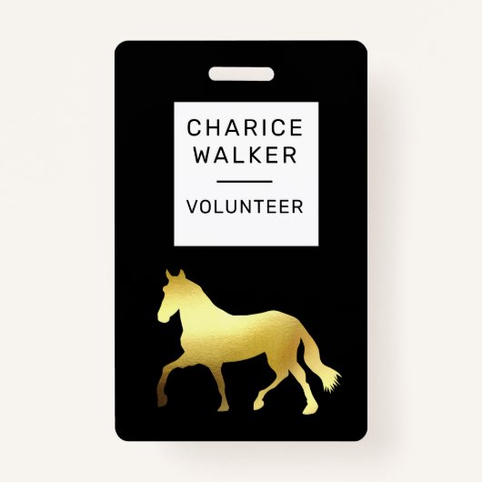 馬術イベント馬金ゴールドフォイルモノグラム名 バッジ (正面)