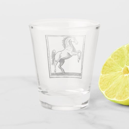 馬術エレガントヴィンテージ馬イラストレーション ショットグラス (裏面)