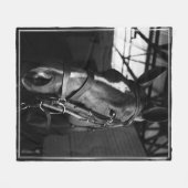 馬術エレガント馬写真記念フレーム フリースブランケット (正面(横))