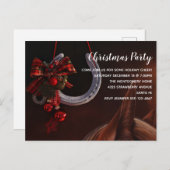 馬術クリスマスぶら下がったの蹄鉄パーティー インビテーションポストカード (正面/裏面)