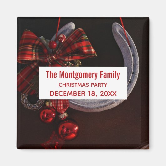 馬術クリスマスぶら下がったの蹄鉄パーティー マグネット (正面)