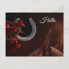 馬術クリスマスぶら下がったの馬蹄写真こんにちは ポストカード