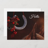 馬術クリスマスぶら下がったの馬蹄写真こんにちは ポストカード (正面/裏面)