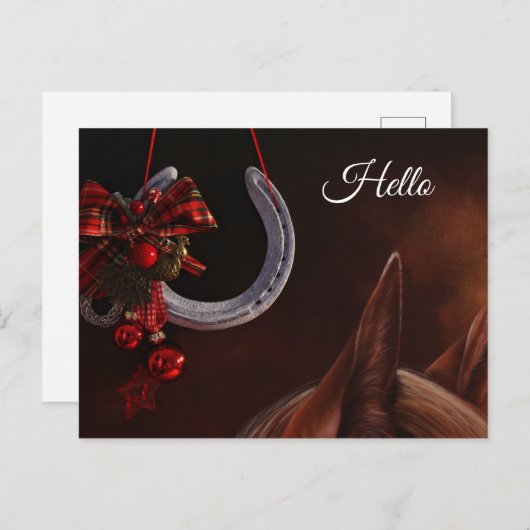 馬術クリスマスぶら下がったの馬蹄写真こんにちは ポストカード (正面/裏面)