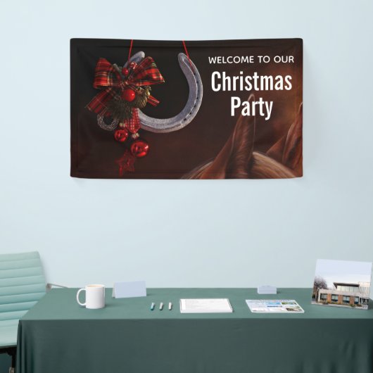 馬術クリスマスぶら下がったの馬蹄写真パーティー 横断幕 (トレードショー)
