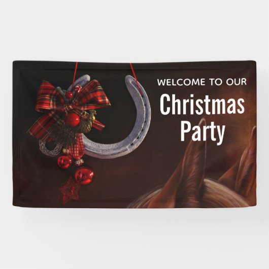 馬術クリスマスぶら下がったの馬蹄写真パーティー 横断幕 (横)