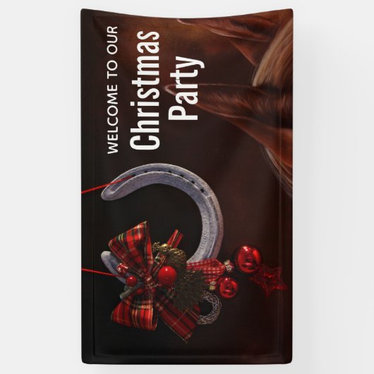 馬術クリスマスぶら下がったの馬蹄写真パーティー 横断幕 (縦)