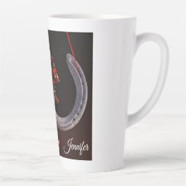 馬術クリスマスぶら下がったの馬蹄写真 カフェラテマグ