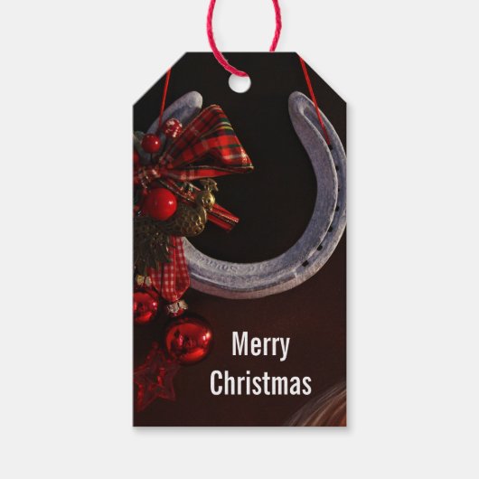 馬術クリスマスぶら下がったの馬蹄写真 ギフトタグ (正面)