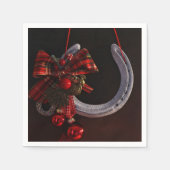 馬術クリスマスぶら下がったの馬蹄写真 スタンダードカクテルナプキン (正面)