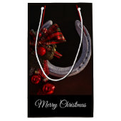 馬術クリスマスぶら下がったの馬蹄写真 スモールペーパーバッグ (裏面)