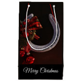 馬術クリスマスぶら下がったの馬蹄写真 スモールペーパーバッグ (正面)