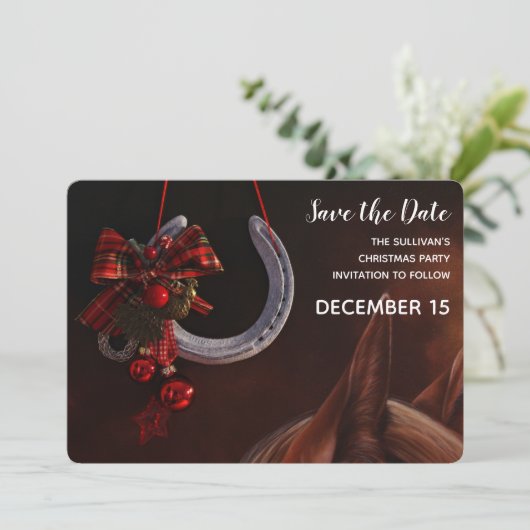 馬術クリスマスぶら下がったの馬蹄写真 セーブザデート (スタンド正面)