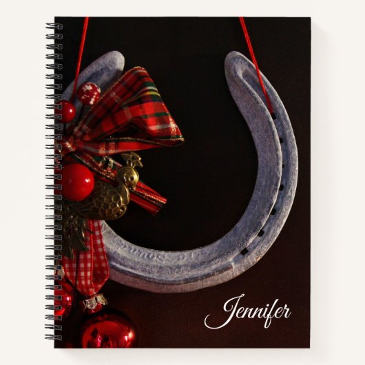 馬術クリスマスぶら下がったの馬蹄写真 ノートブック (正面)