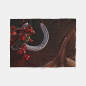 馬術クリスマスぶら下がったの馬蹄写真 フリースブランケット (正面(横))