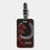 馬術クリスマスぶら下がったの馬蹄写真 ラゲッジタグ (正面縦)