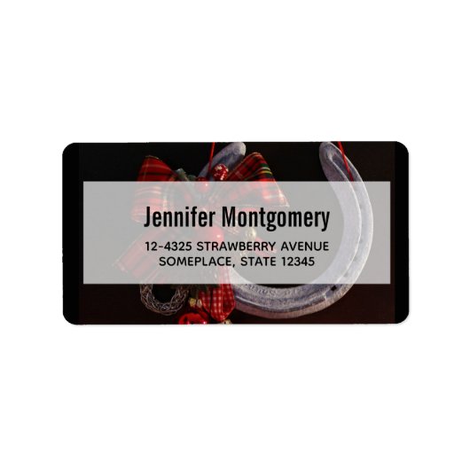 馬術クリスマスぶら下がったの馬蹄写真 ラベル (正面)