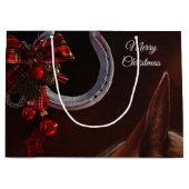 馬術クリスマスぶら下がったの馬蹄写真 ラージペーパーバッグ (正面)