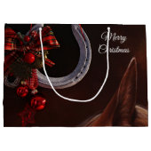 馬術クリスマスぶら下がったの馬蹄写真 ラージペーパーバッグ (裏面)