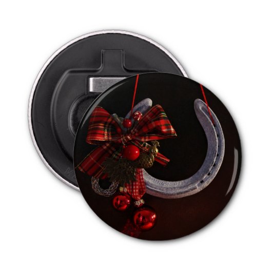 馬術クリスマスぶら下がったの馬蹄写真 栓抜き (正面)