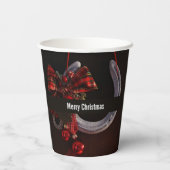 馬術クリスマスぶら下がったの馬蹄写真 紙コップ (裏面)