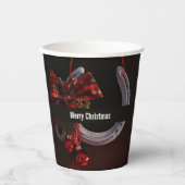 馬術クリスマスぶら下がったの馬蹄写真 紙コップ (正面)