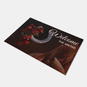 馬術クリスマスぶら下がったの馬蹄歓迎 ドアマット (アングル)