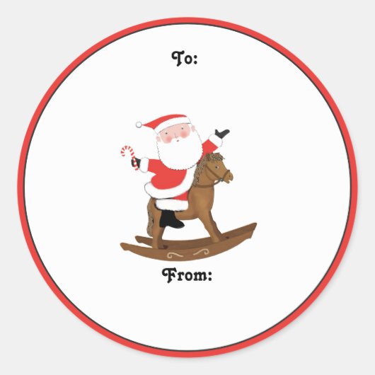 馬術クリスマスホリデーギフトラベル ラウンドシール (正面)