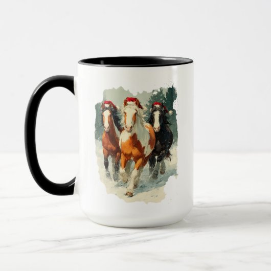 馬術クリスマスマグカップ マグカップ (左)