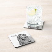 馬術グラフィック鉛筆スケッチ白黒 コースター (右側)