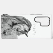 馬術グラフィック鉛筆スケッチ白黒 SAMSUNG GALAXYケース (裏面横)